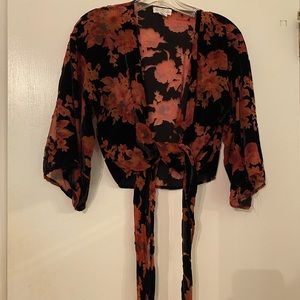 Floral print tie top